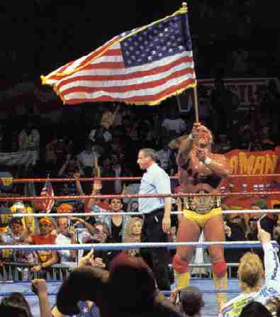 Hogan Waves The American Flag