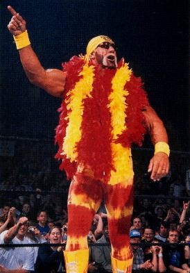 Hogan Points To The Crowd 